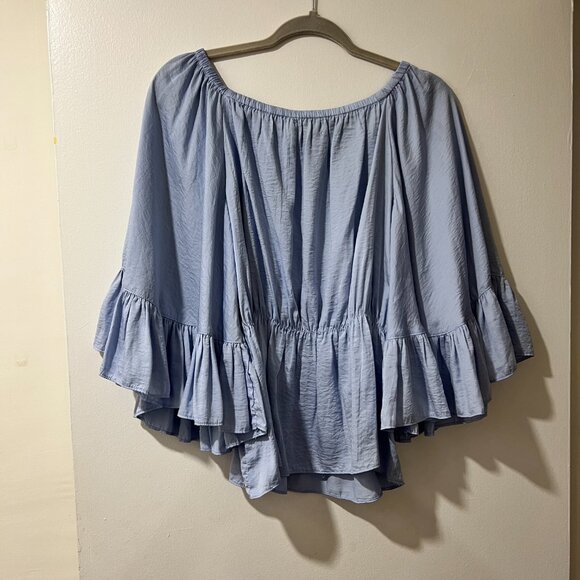 Do+Be Light Blue Off-Shoulder Ruffle Blouse – Size L 💙✨ - Picture 12 of 12